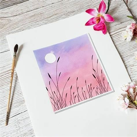 easy drawing watercolor|aesthetic painting ideas easy watercolor.